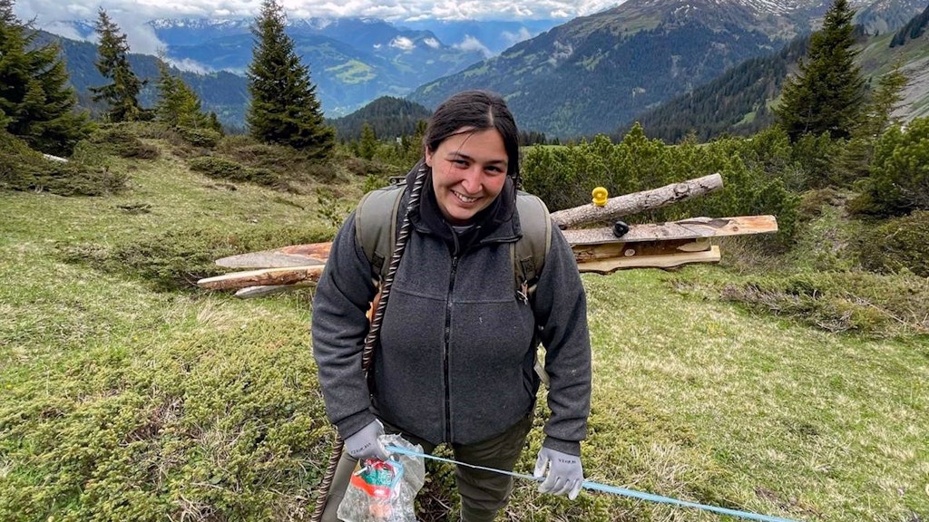 Nino Akhaladze in den Schweizer Alpen. 