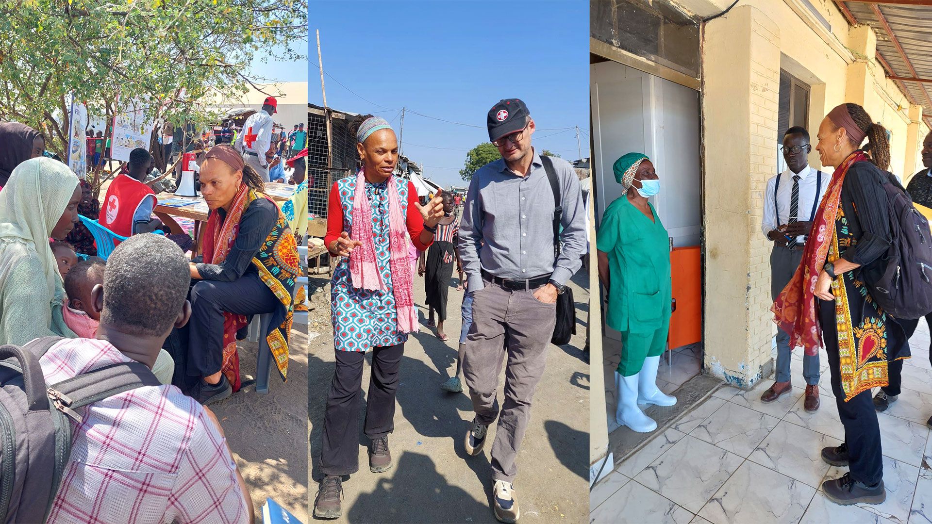 Drei Fotos, die die Arbeit von Patricia Danzi im Südsudan zeigen.