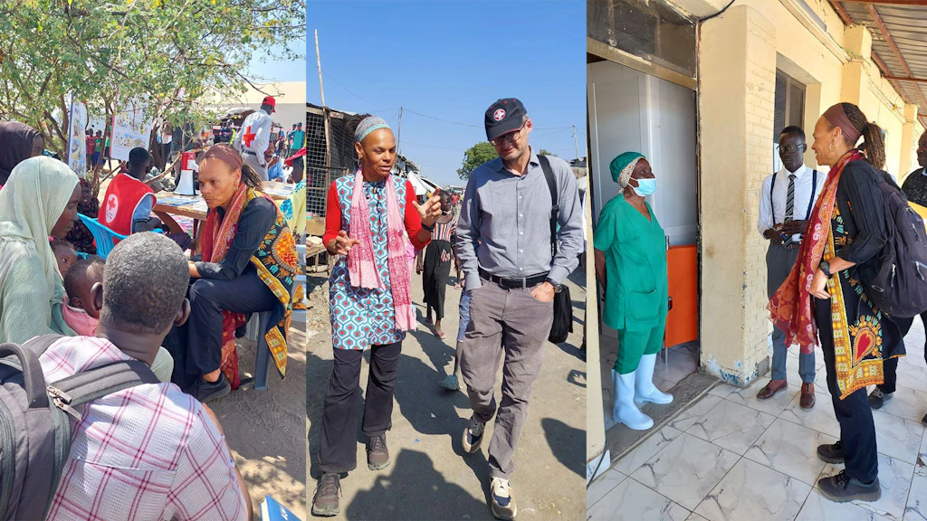 Drei Fotos, die die Arbeit von Patricia Danzi im Südsudan zeigen.