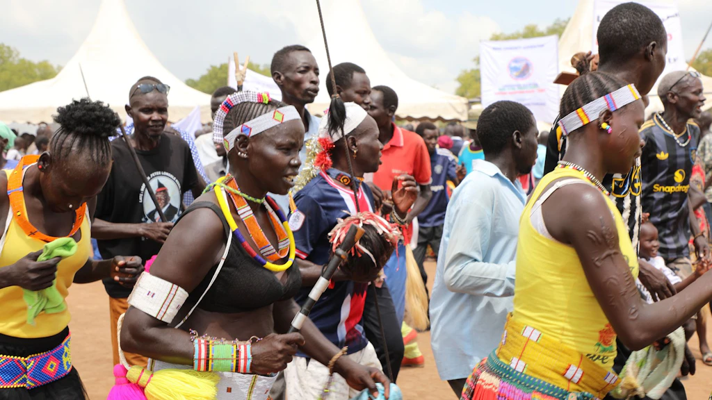 Community members participate in a cultural festival promoting social cohesion and peaceful coexistence in Torit, Eastern Equatoria State.   