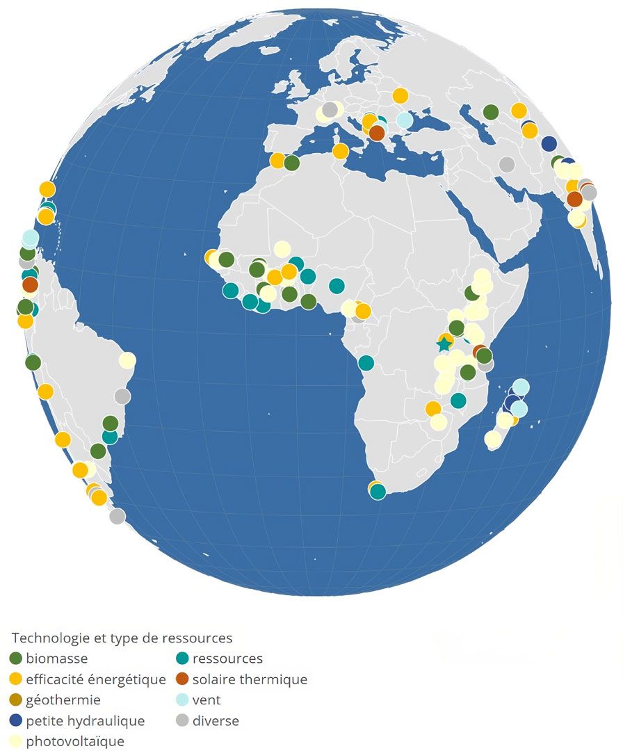 Carte du monde montrant les pays où les projets soutenus par REPIC sont déployés.